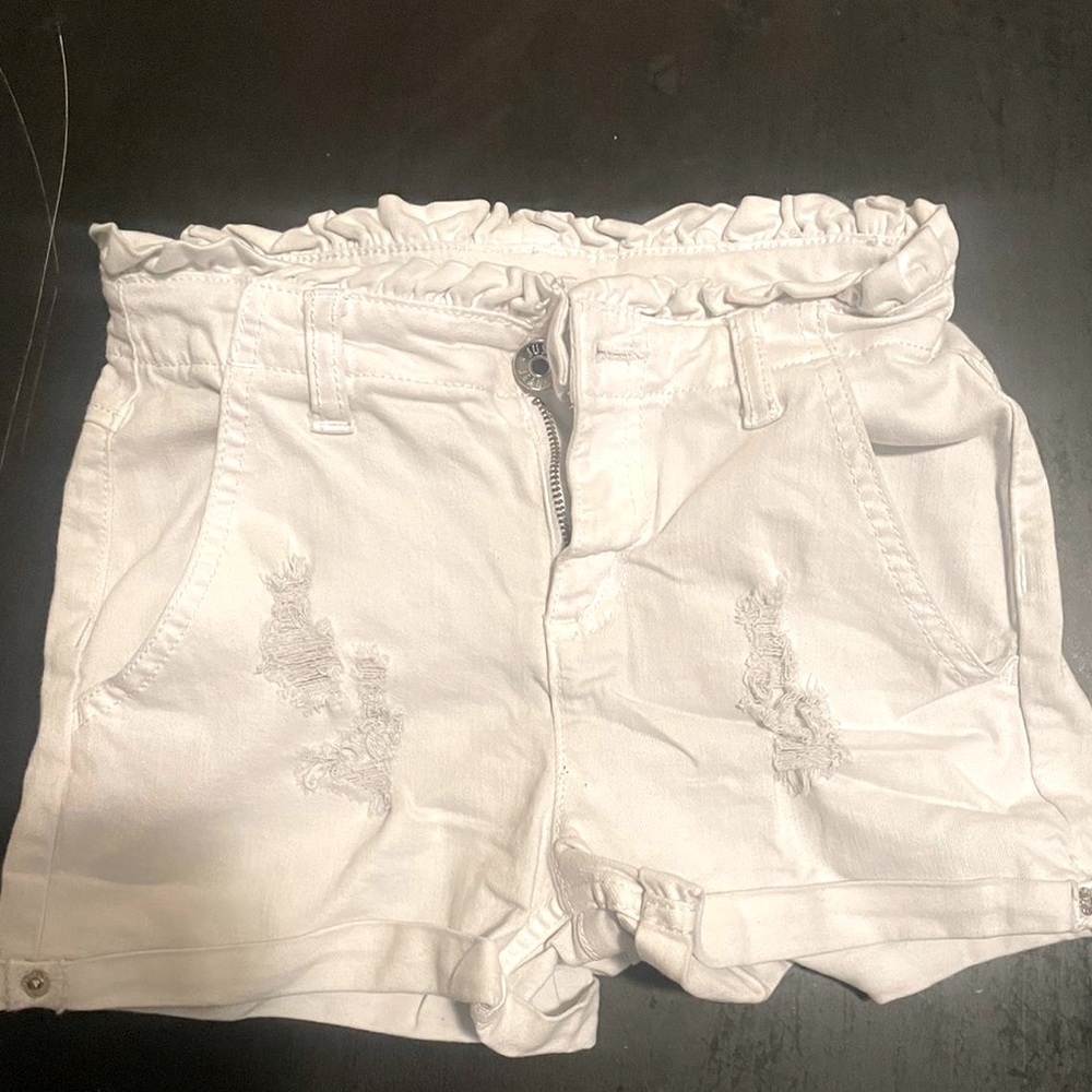 Justice white jean shorts